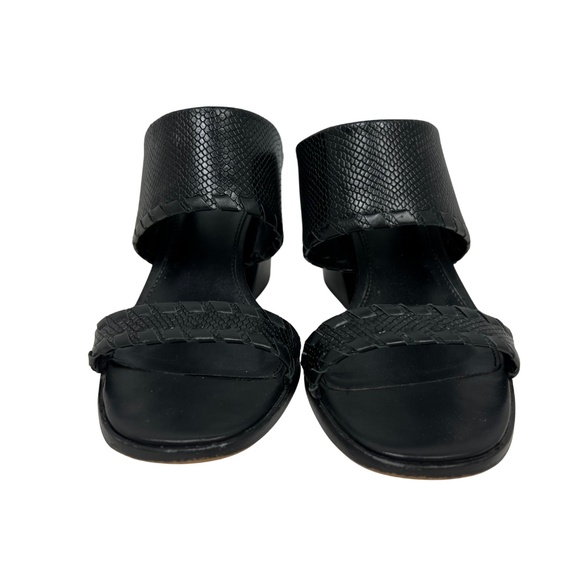 Vince Camuto Black Leather Snake Skin Kafinny Sandal Stacked Block Heel Size 7M - Picture 5 of 11